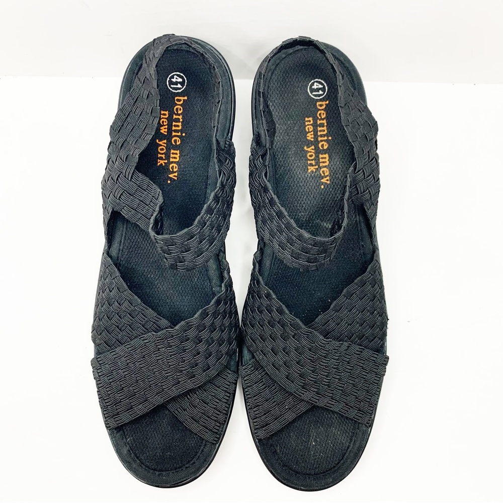 Bernie Mev Lihi Brighten Black Elastic‎ Basketweave Wedge Sandals  - Size US 9.5 - Picture 3 of 9